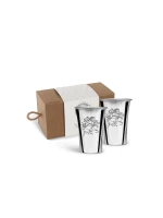 Набор стопок с лазерной гравировкой "Колокольчики" медных посеребрренных позолоченных внутри