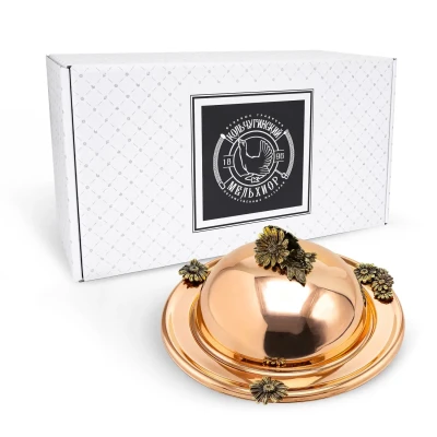 Масленка "Ромашки" медная с черн.