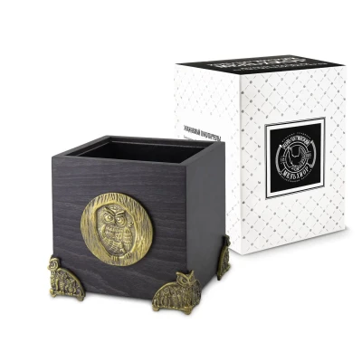 Карандашница "Сова круглая" латунная с чернением