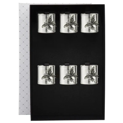 Набор посеребренных колец для салфеток "Бабочка" с чернением