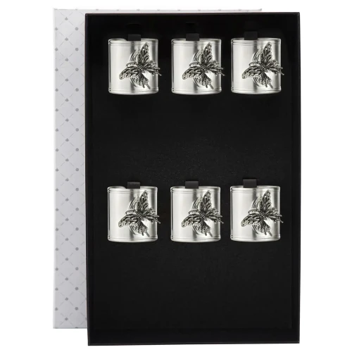 Набор посеребренных колец для салфеток "Бабочка" с чернением