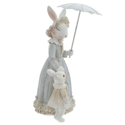 Фигурка декоративная "Зайчиха с зайчонком", L15,5 W12 H21 см