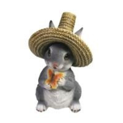 Декоративная садовая фигурка "Зайчик в соломенной шляпке"                