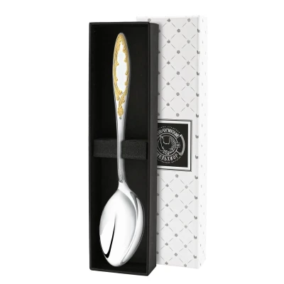 Ложка столовая "Пламя" посеребренная с позолотой