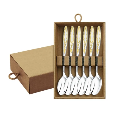 Набор чайных ложек "Пламя" посеребренный с позолотой