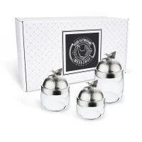 Набор банок под сыпучие продукты с медной посеребренной кованой крышкой "Бабочки"