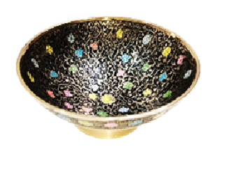 Конфетница латунь резная тёмная цветная эмаль h-10 см