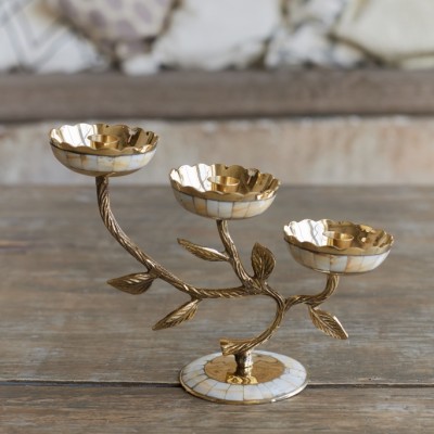 Подсвечник латунь резная полированная h-27 см