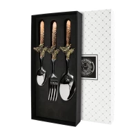 Набор столовый "Бабочка" медный кованый с чернью 3 предмета