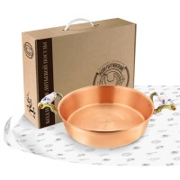 Медный таз с латунными ручками "Ягоды-Гжель" 4,5 литра