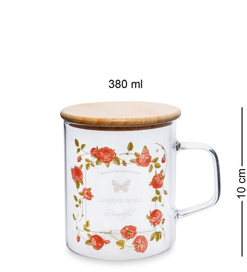 GS- 46/3 Кружка с крышкой "Розовый сад" 380мл