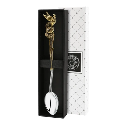 Ложка д/размешивания кофе "Суздаль" латунная с посереб.яблочком + футляр