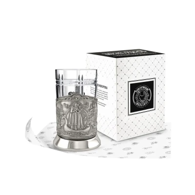 Набор для чая "Петр и Феврония" никелированный с чернением Набор для чая "Петр и Феврония" никелированный с чернением