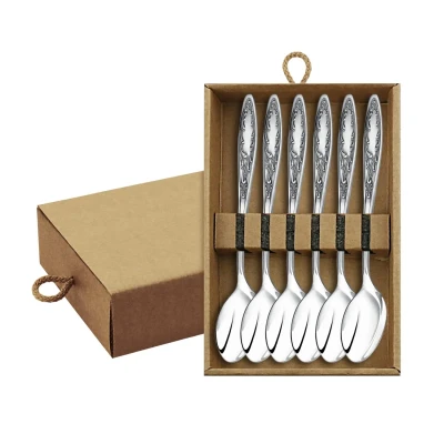 Набор чайных ложек "Пламя" посеребренный с чернением