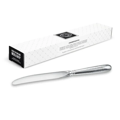 Нож столовый "Капелька" кованный посеребренный