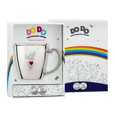 Кружка детская "Девочка" посеребренная с с эмалью