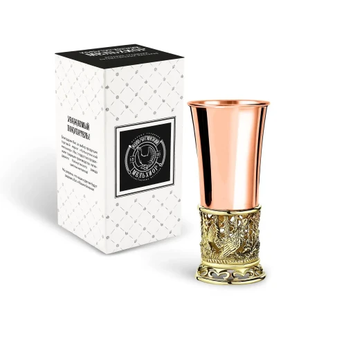 Стопка "Глухари" медная с чернью