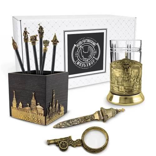 Набор канцелярский "Москва" латунный с чернением 11 предметов