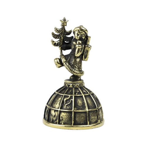 Колокольчик "Снегурочка" латунный с чернением, подарок на Новый год