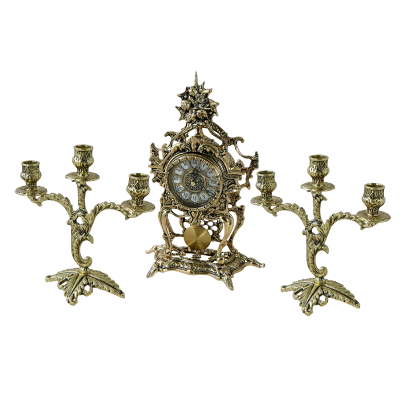 Каминные часы с маятником с канделябрами "Весна"