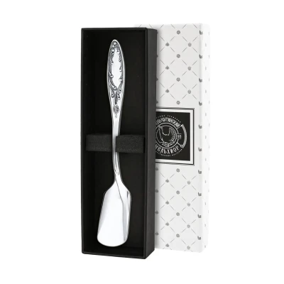 Лопатка для икры "Пламя" посеребренная с чернением