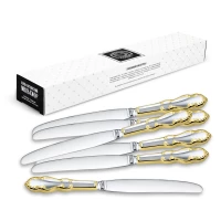 Набор столовых ножей "Лира" посеребренный с позолотой