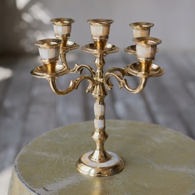 Подсвечник латунь резная полированная h-22 см