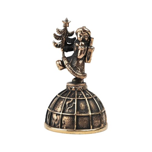 Колокольчик "Снегурочка" медный с чернением, подарок на Новый год