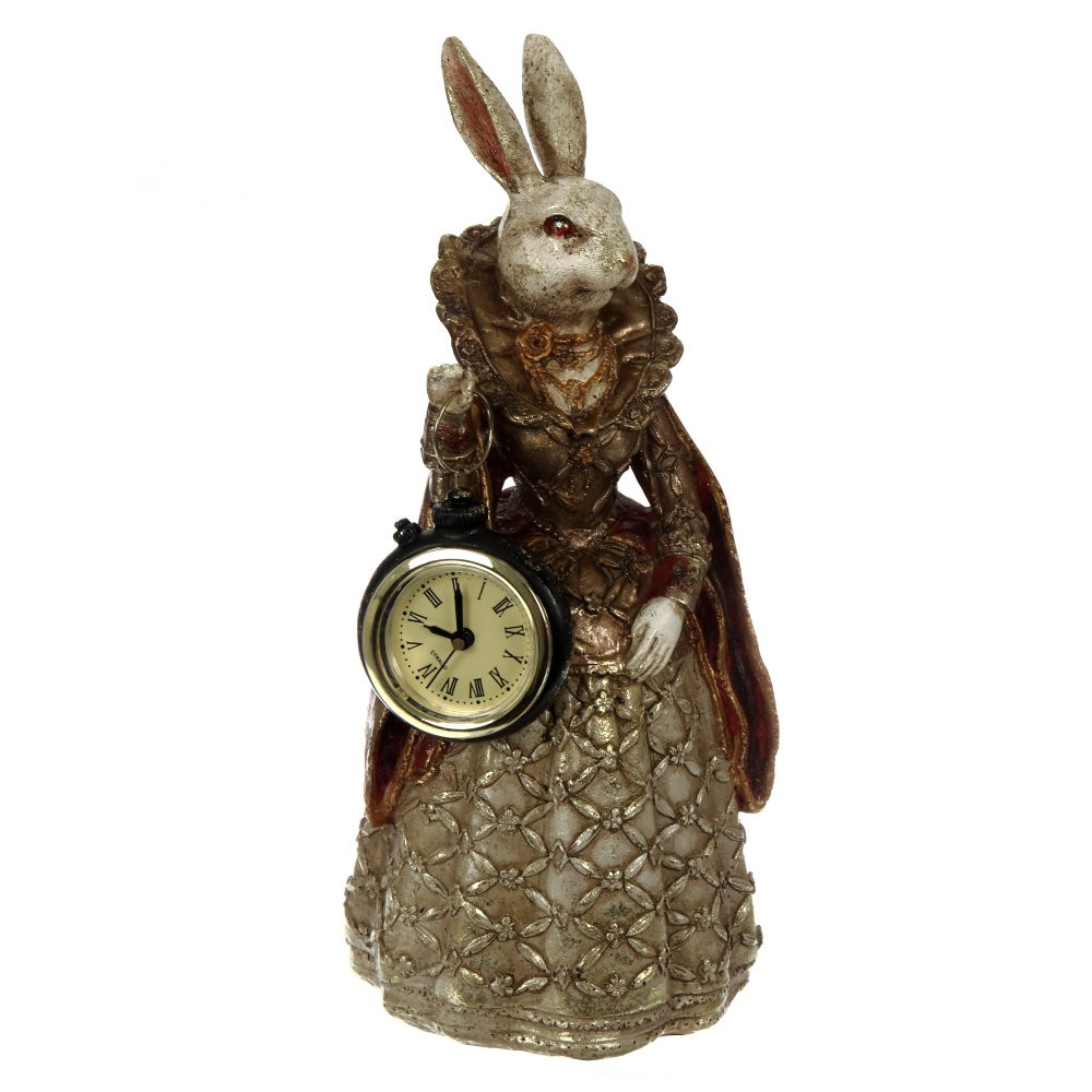 Фигурка декоративная "Зайка" с часами (LR44x1), L12 W9,5 H24 см, 2в.