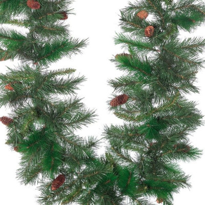 Гирлянда еловая, 220 веток, 30 шишек, D 36 см, L270 W34 H34 см