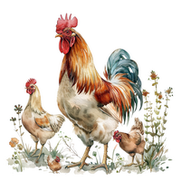 Статуэтки петухов, кур и цыплят